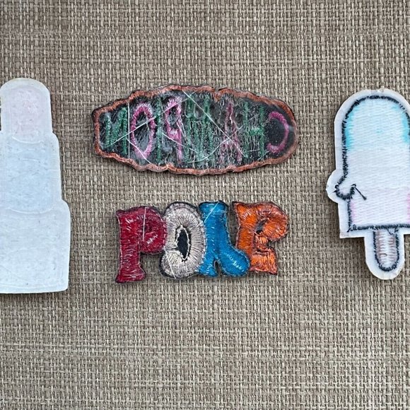 Iron On Patches LOVE CHAMPION LIP STICK ICE BAR Embroidery Lot of 4 Patches - Picture 9 of 10
